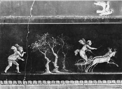 Cherubs in Chariot Race, Frieze from the Oecus of the Casa dei Vettii (House of the Vettii) c.50-79 AD by Roman